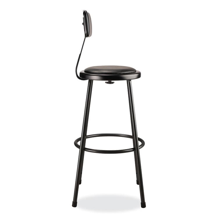 NATIONAL PUBLIC SEATING 6400 Series Heavy Duty Vinyl Padded Stool with Backrest, Supports 300 lb, 30" Seat Height, Black Seat/Back/Base (NPS6430B10) thumbnail 3