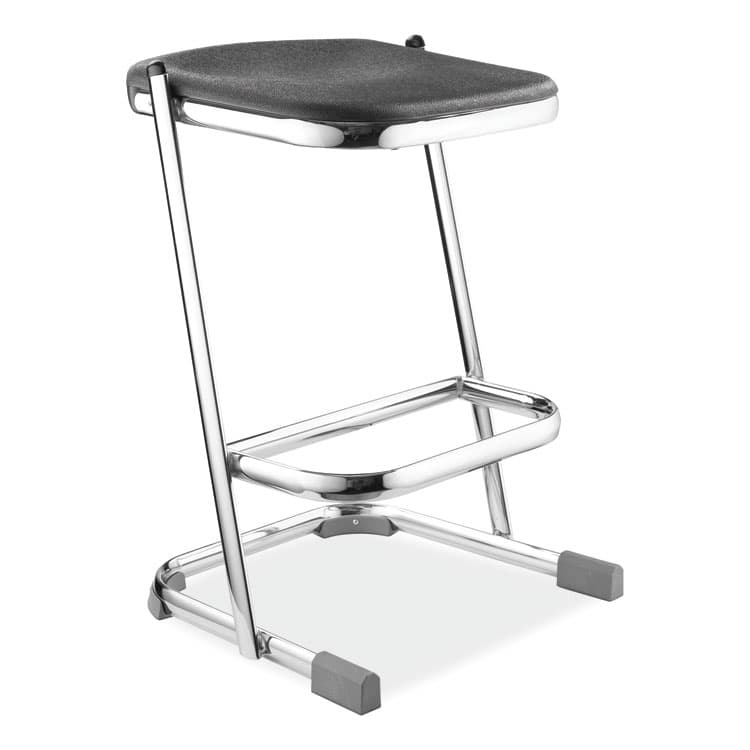 NATIONAL PUBLIC SEATING 6600 Series Elephant Z-Stool, Backless, Supports Up to 500 lb, 24" Seat Height, Black Seat, Chrome Frame (NPS6624)