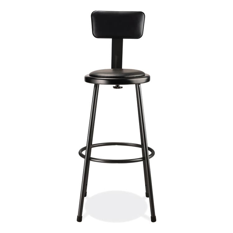 NATIONAL PUBLIC SEATING 6400 Series Heavy Duty Vinyl Padded Stool with Backrest, Supports 300 lb, 30" Seat Height, Black Seat/Back/Base (NPS6430B10) thumbnail 4