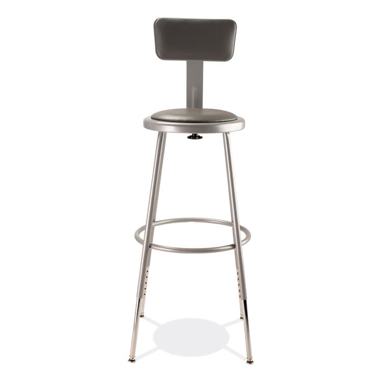 NATIONAL PUBLIC SEATING 6400 Series Height Adjustable Heavy Duty Padded Stool with Backrest, Supports Up to 300 lb, 25" to 33" Seat Height, Gray (NPS6424HB) thumbnail 3
