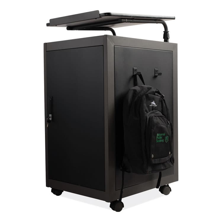 NATIONAL PUBLIC SEATING Teacher's WorkPod Lectern, 20 x 24 x 41, Charcoal Slate/Black (NPSTWPL) thumbnail 3