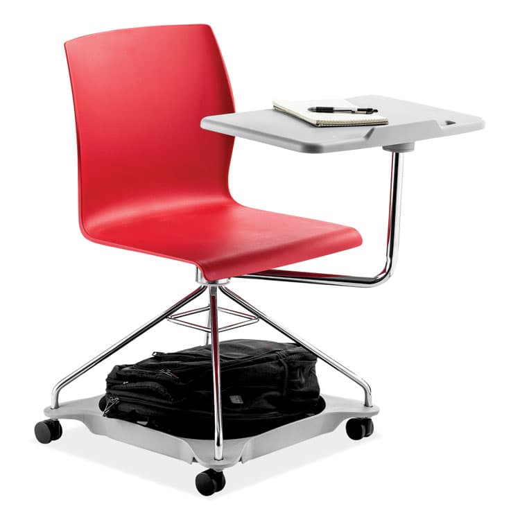 NATIONAL PUBLIC SEATING CoGo Mobile Tablet Chair, Supports Up to 440 lb, 18.75" Seat Height, Red Seat, Red Back, Chrome Frame (NPSCOGO40) thumbnail 4