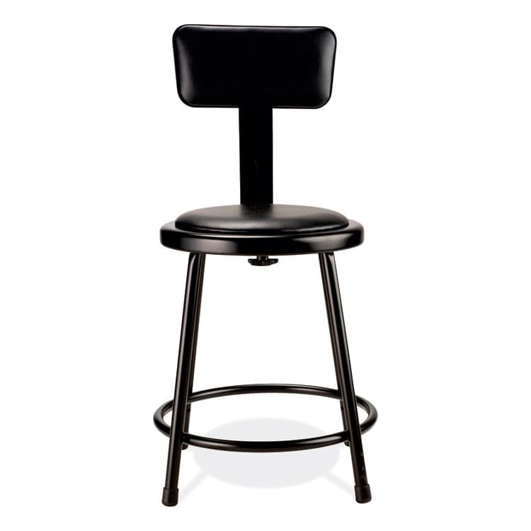 NATIONAL PUBLIC SEATING 6400 Series Heavy Duty Vinyl Padded Stool with Backrest, Supports 300 lb, 18" Seat Height, Black Seat, Black Back, Black Base (NPS6418B10) thumbnail 3