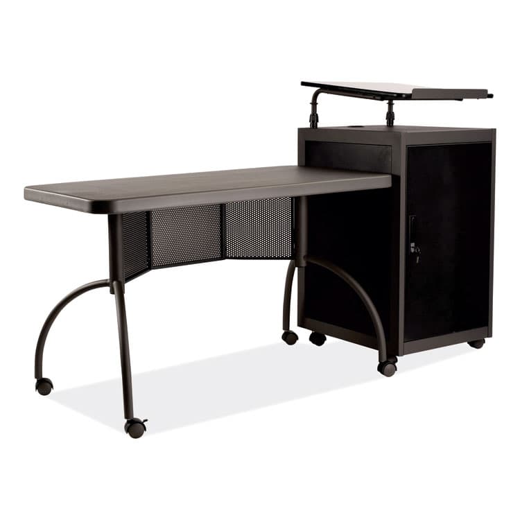 NATIONAL PUBLIC SEATING Teacher's WorkPod Desk and Lectern Kit, 68" x 24" x 41", Charcoal Gray (NPSTWP)