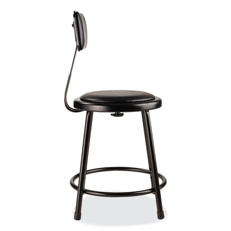 NATIONAL PUBLIC SEATING 6400 Series Heavy Duty Vinyl Padded Stool with Backrest, Supports 300 lb, 18" Seat Height, Black Seat, Black Back, Black Base (NPS6418B10) thumbnail 4