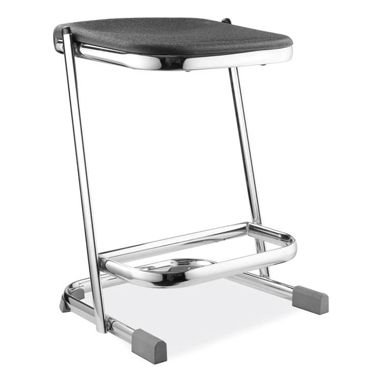 NATIONAL PUBLIC SEATING 6600 Series Elephant Z-Stool, Backless, Supports Up to 500 lb, 22" Seat Height, Black Seat, Chrome Frame (NPS6622)