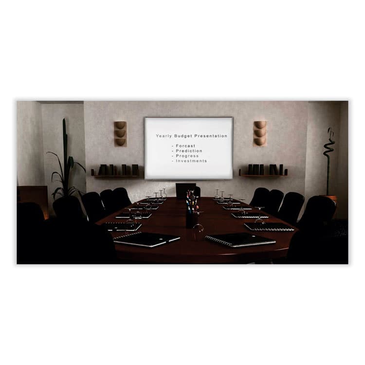 GHENT MANUFACTURING, Proma Magnetic Porcelain Projection Whiteboard with Aluminum Frame, 96.5" x 48.5", White Surface, Satin Aluminum Frame (GHEPRM1484) thumbnail 4