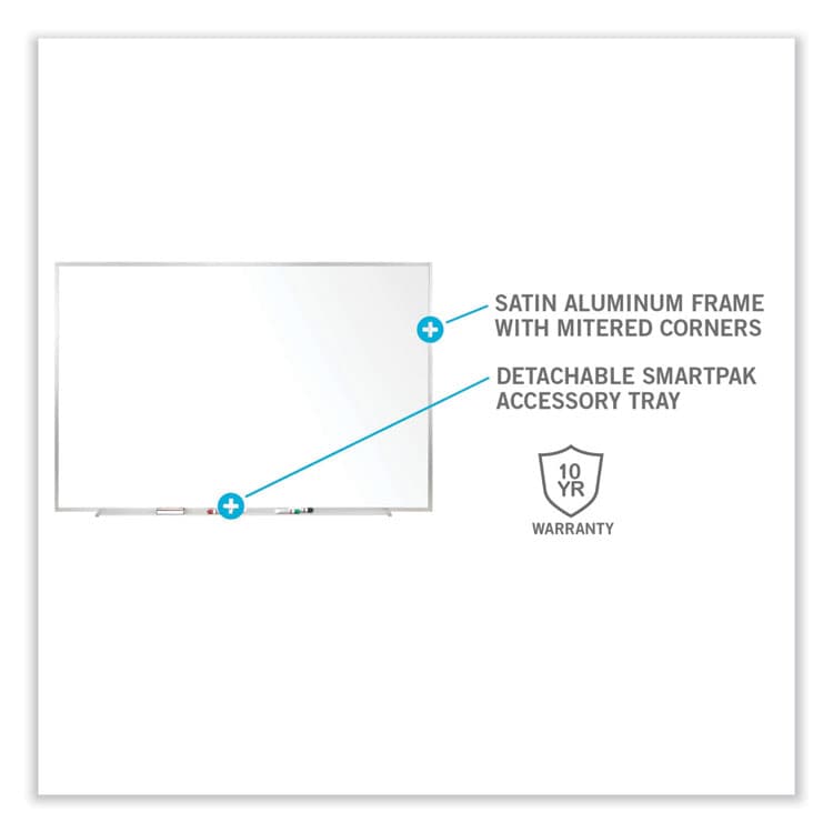 GHENT MANUFACTURING, Non-Magnetic Whiteboard with Aluminum Frame, 144.63" x 48.47", White Surface, Satin Aluminum Frame (GHEM24124) thumbnail 3