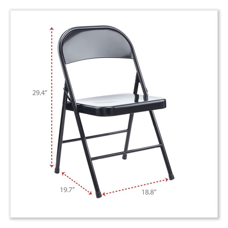 ALERA Armless Steel Folding Chair, Supports Up to 275 lb, Black Seat, Black Back, Black Base, 4/Carton (ALECA941) thumbnail 3