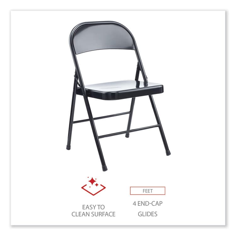 ALERA Armless Steel Folding Chair, Supports Up to 275 lb, Black Seat, Black Back, Black Base, 4/Carton (ALECA941) thumbnail 4