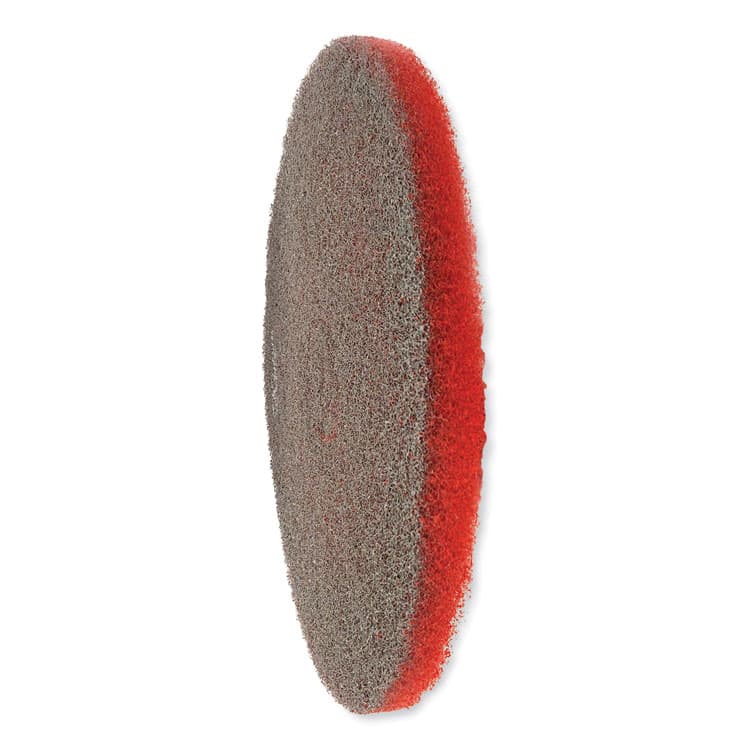 SC JOHNSON EZ CARE Heavy Duty Scrub Pad, 16" Diameter, Red/Gray, 5/Carton (SJN319310) thumbnail 2