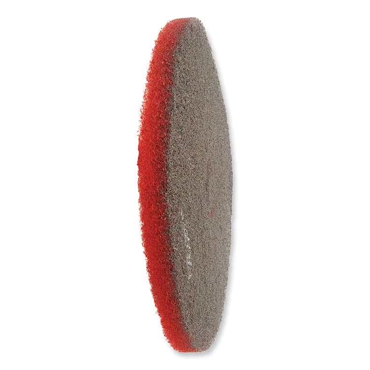 SC JOHNSON EZ CARE Heavy Duty Scrub Pad, 16" Diameter, Red/Gray, 5/Carton (SJN319310) thumbnail 3