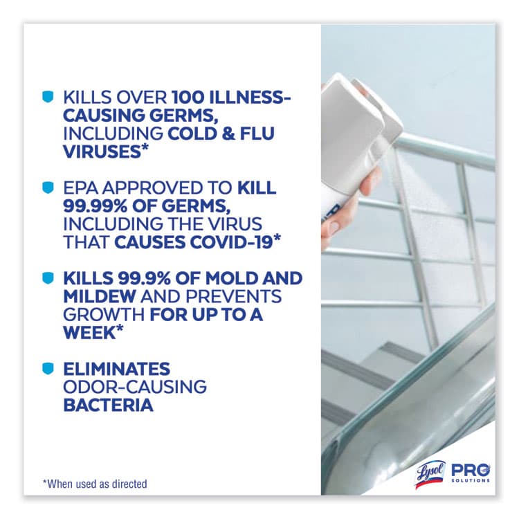 RECKITT BENCKISER Disinfectant Spray, Crisp Linen, 19 oz Aerosol Spray, 2/Pack, 4 Packs/Carton (RAC99608CT) thumbnail 2