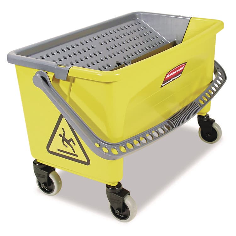 RUBBERMAID COMMERCIAL PROD. HYGEN Press Wring Bucket for Microfiber Flat Mops, 43 qt, Yellow (RCPQ90088YW)