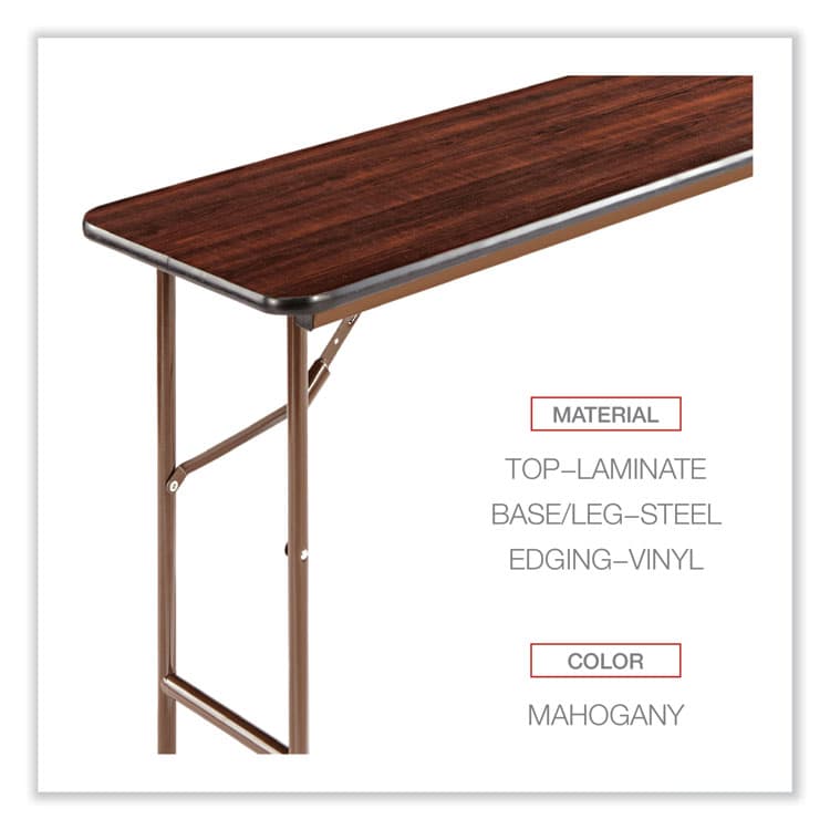 ALERA Wood Folding Table, Rectangular, 59.88w x 17.75d x 29.13h, Mahogany (ALEFT726018MY) thumbnail 4