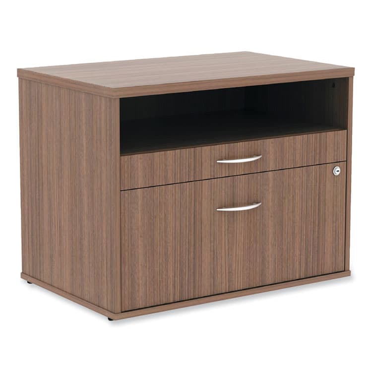 ALERA Alera Open Office Desk Series Low File Cabinet Credenza, 2-Drawer: Pencil/File, Legal/Letter, 1 Shelf,Walnut,29.5x19.13x22.88 (ALELS583020WA)