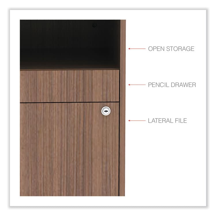 ALERA Alera Open Office Desk Series Low File Cabinet Credenza, 2-Drawer: Pencil/File, Legal/Letter, 1 Shelf,Walnut,29.5x19.13x22.88 (ALELS583020WA) thumbnail 4