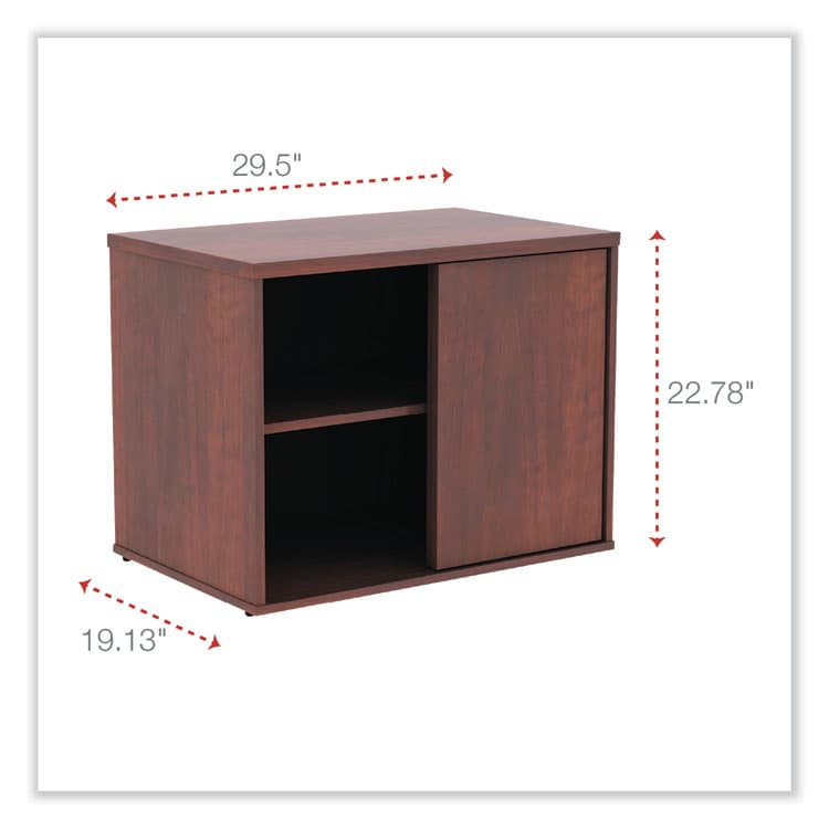 ALERA Alera Open Office Desk Series Low Storage Cabinet Credenza, Woodgrain Laminate, 29.5w x 19.13d x 22.78h, Medium Cherry (ALELS593020MC) thumbnail 2