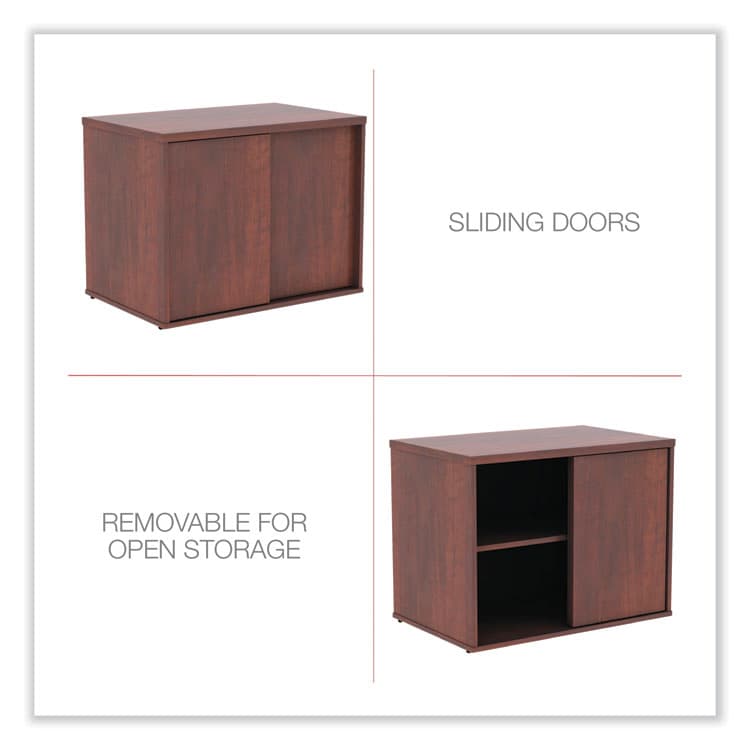 ALERA Alera Open Office Desk Series Low Storage Cabinet Credenza, Woodgrain Laminate, 29.5w x 19.13d x 22.78h, Medium Cherry (ALELS593020MC) thumbnail 3