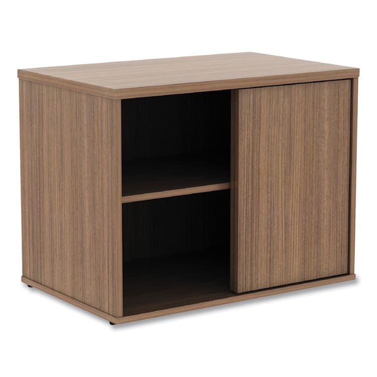 ALERA Alera Open Office Desk Series Low Storage Cabinet Credenza, Woodgrain Laminate, 29.5w x 19.13d x 22.78h, Modern Walnut (ALELS593020WA)