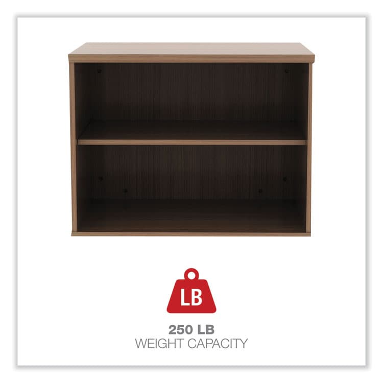 ALERA Alera Open Office Desk Series Low Storage Cabinet Credenza, Woodgrain Laminate, 29.5w x 19.13d x 22.78h, Modern Walnut (ALELS593020WA) thumbnail 4