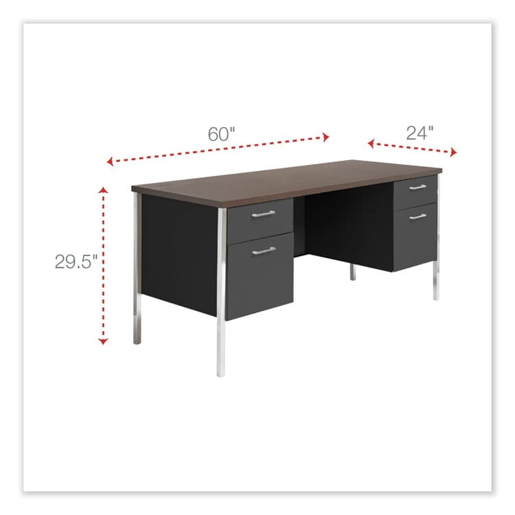 ALERA Double Pedestal Steel Credenza, 60w x 24d x 29.5h, Mocha/Black (ALESD6024BM) thumbnail 2
