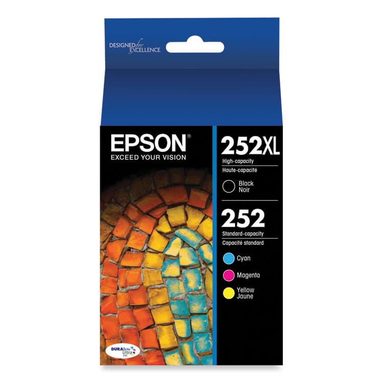 EPSON AMERICA, . T252XL-BCS (252XL) DURABrite Ultra High-Yield Ink, 1,100 Page-Yield, Black/Cyan/Magenta/Yellow (EPST252XLBCS)