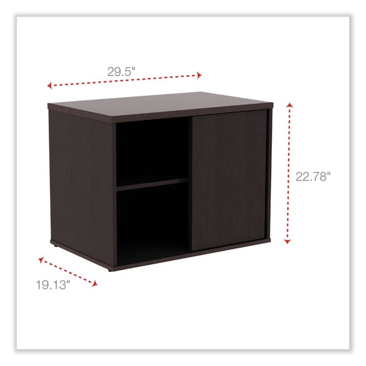 ALERA Alera Open Office Desk Series Low Storage Cabinet Credenza, Woodgrain Laminate, 29.5w x 19.13d x 22.78h, Espresso (ALELS593020ES) thumbnail 2