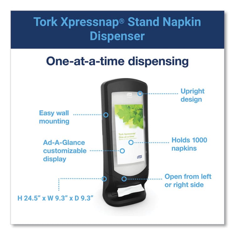 ESSITY Xpressnap Stand Napkin Dispenser, 9.25 x 9.25 x 24.5, Black (TRK6332000) thumbnail 2
