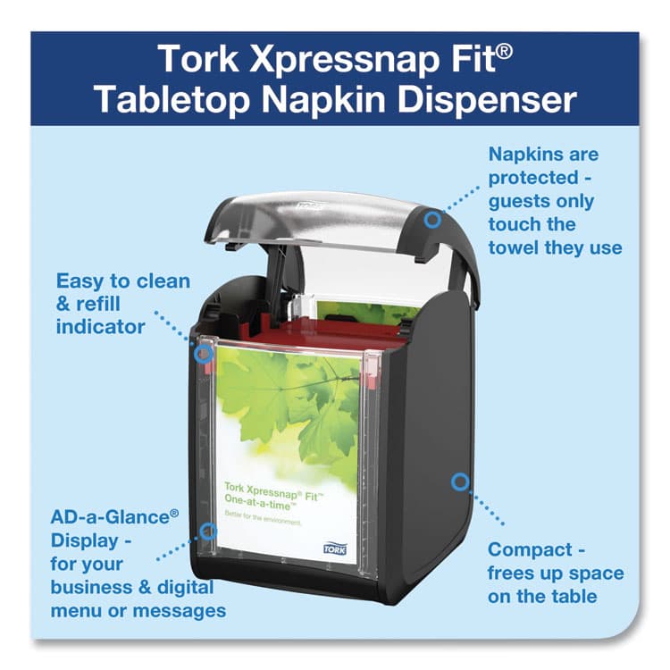 ESSITY Xpressnap Fit Napkin Dispenser, Tabletop, 4.4 x 5.6 x 6.7, Black (TRK7232000) thumbnail 2