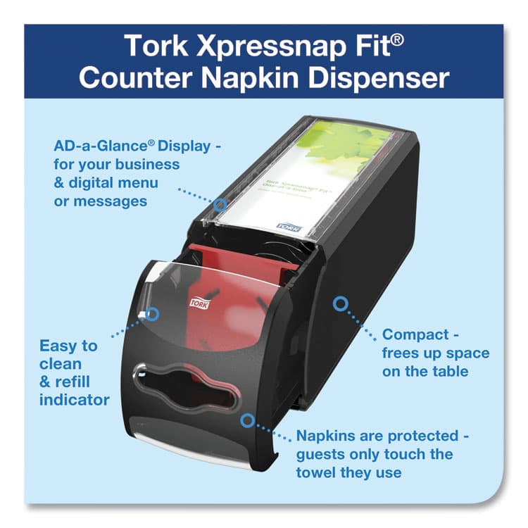 ESSITY Xpressnap Fit Napkin Dispenser, Countertop, 4.8 x 12.8 x 5.6, Black (TRK7432000) thumbnail 2