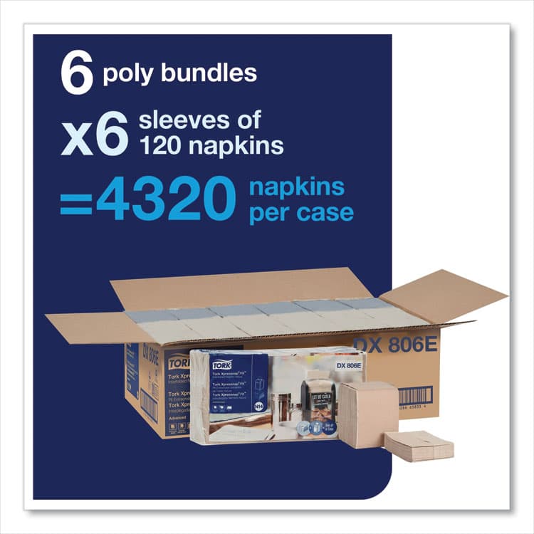ESSITY Xpressnap Fit Interfold Dispenser Napkins, 2-Ply, 6.5 x 8.39, Natural, 120/Pack, 36 Packs/Carton (TRKDX806E) thumbnail 4
