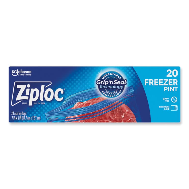 SC JOHNSON Zipper Freezer Bags, 16 oz, 7" x 5", Clear, 240/Carton (SJN314443) thumbnail 2