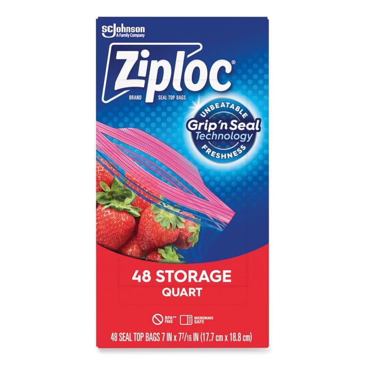 SC JOHNSON Double Zipper Storage Bags, Triple System Seal, Quart, 9.63" x 8.5", Clear, 9/Carton (SJN314469) thumbnail 3