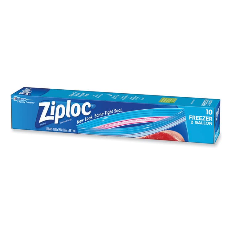 SC JOHNSON Zipper Freezer Bags, 2 gal, 13" x 15", Clear, 10/Box (SJN314446) thumbnail 3