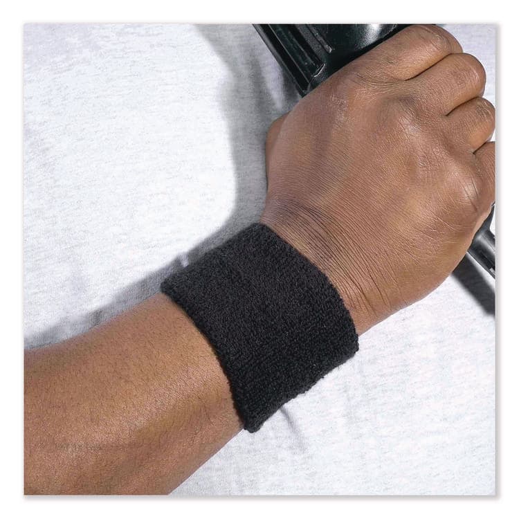 ERGODYNE CORPORATION Chill-Its 6500 Wrist Terry Cloth Sweatband, Cotton Terry, One Size Fits Most, Black (EGO12402) thumbnail 2