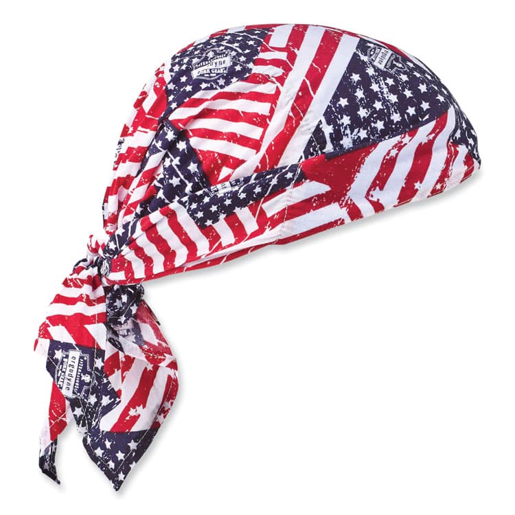 ERGODYNE CORPORATION Chill-Its 6710CT Cooling PVA Tie Bandana Triangle Hat, One Size Fits Most, Stars and Stripes (EGO12581)