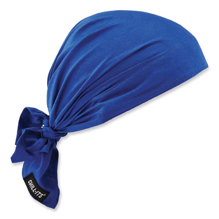 ERGODYNE CORPORATION Chill-Its 6710CT Cooling PVA Tie Bandana Triangle Hat, One Size Fits Most, Solid Blue (EGO12587)