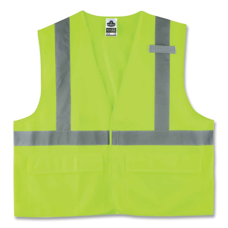 ERGODYNE CORPORATION GloWear 8225HL Class 2 Standard Solid Hook and Loop Vest, Polyester, Lime, Large/X-Large (EGO21185)