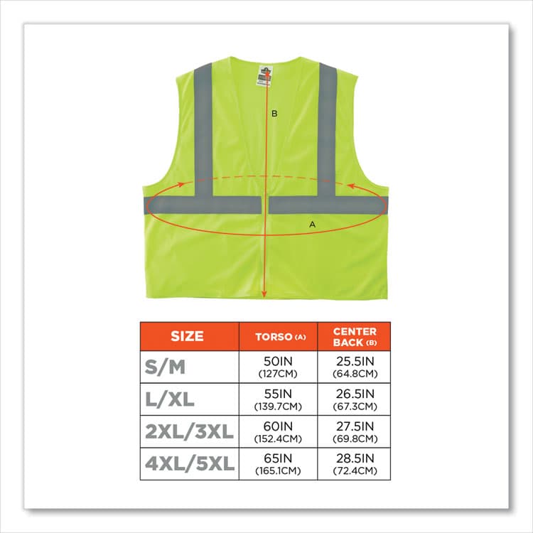 ERGODYNE CORPORATION GloWear 8205Z Class 2 Super Economy Mesh Vest, Polyester, Lime, Small/Medium (EGO20993) thumbnail 2