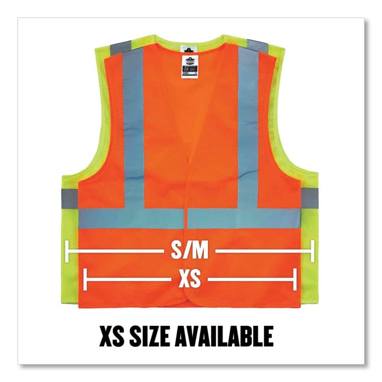 ERGODYNE CORPORATION GloWear 8205HL Class 2 Super Economy Mesh Vest, Polyester, Lime, X-Small (EGO20971) thumbnail 2