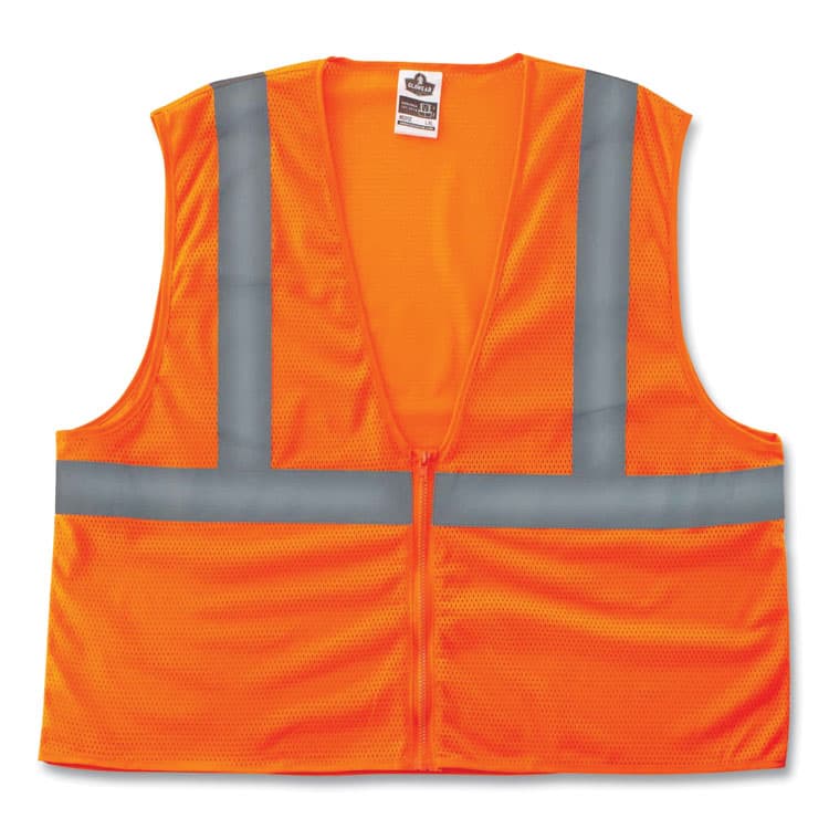 ERGODYNE CORPORATION GloWear 8205Z Class 2 Super Economy Mesh Vest, Polyester, Orange, Small/Medium (EGO20983)