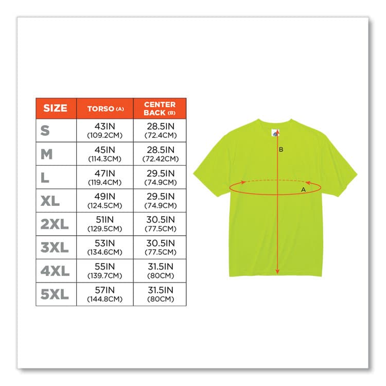 ERGODYNE CORPORATION GloWear 8089 Non-Certified Hi-Vis T-Shirt, Polyester, X-Large, Lime (EGO21555) thumbnail 2