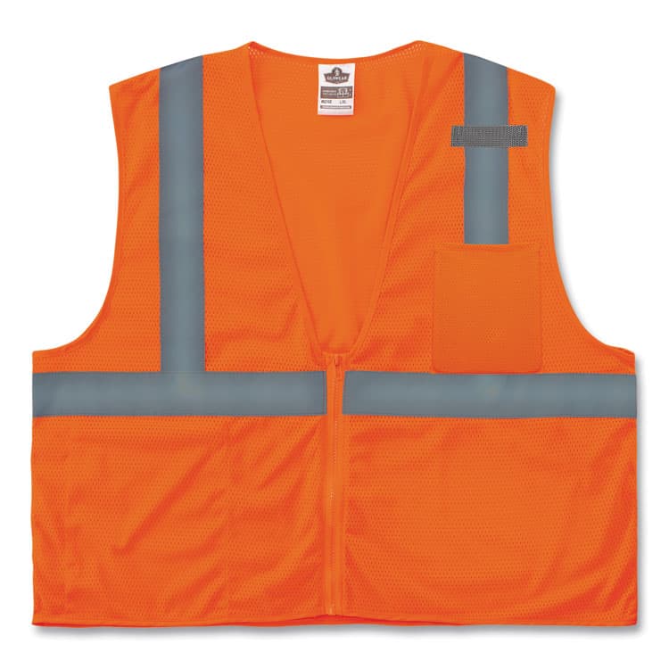 ERGODYNE CORPORATION GloWear 8210Z Class 2 Economy Mesh Vest, Polyester, Orange, Small/Medium (EGO21043)