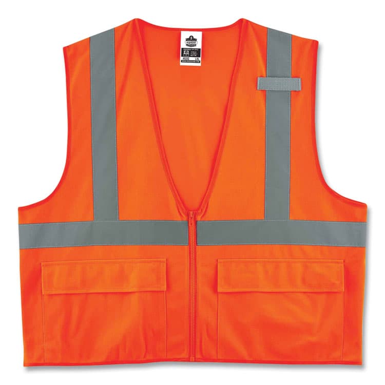 ERGODYNE CORPORATION GloWear 8225Z Class 2 Standard Solid Vest, Polyester, Orange, Small/Medium (EGO21153)