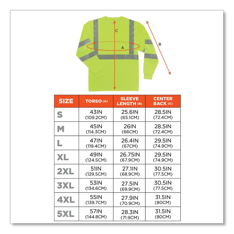 ERGODYNE CORPORATION GloWear 8391 Class 3 Hi-Vis Long Sleeve Shirt, Polyester, Lime, 2X-Large (EGO21706) thumbnail 2