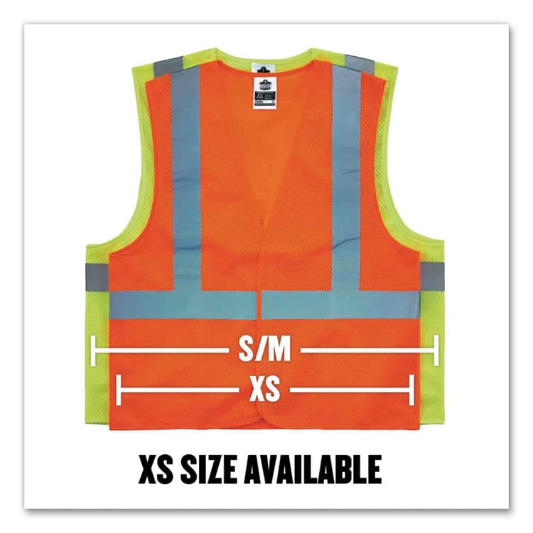 ERGODYNE CORPORATION GloWear 8205HL Class 2 Super Economy Mesh Vest, Polyester, Orange, X-Small (EGO20961) thumbnail 3