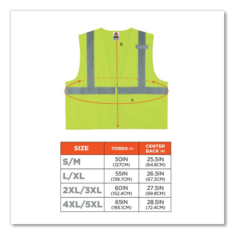 ERGODYNE CORPORATION GloWear 8225Z Class 2 Standard Solid Vest, Polyester, Lime, 2X-Large/3X-Large (EGO21167) thumbnail 2