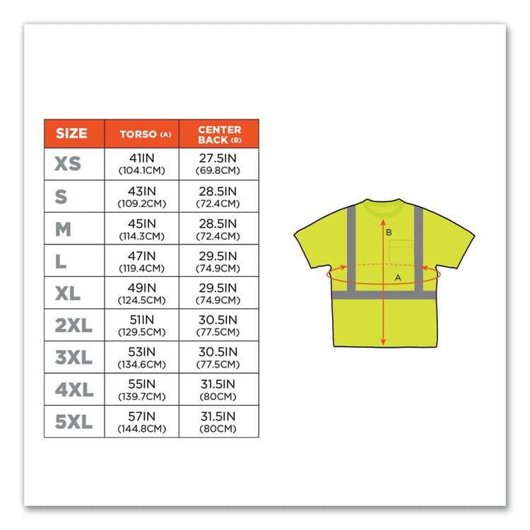 ERGODYNE CORPORATION GloWear 8289 Class 2 Hi-Vis T-Shirt, Polyester, Lime, 5X-Large (EGO21509) thumbnail 3