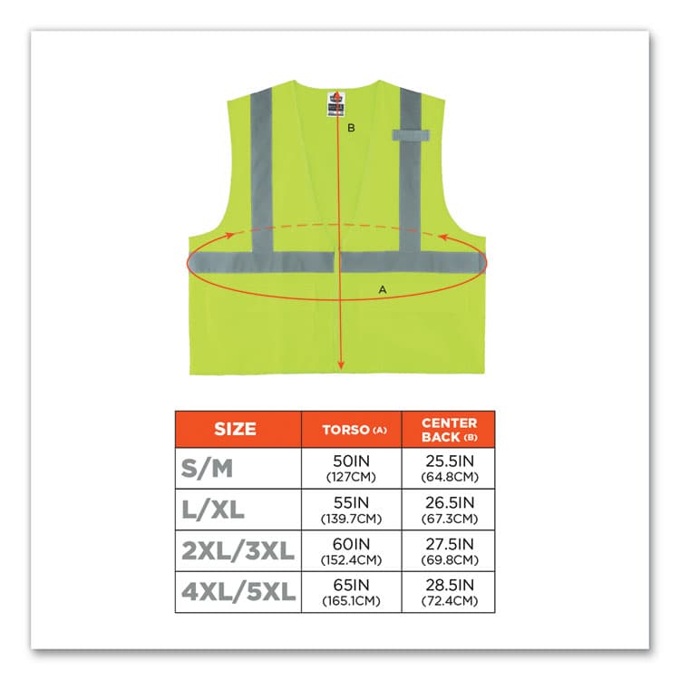 ERGODYNE CORPORATION GloWear 8225Z Class 2 Standard Solid Vest, Polyester, Lime, Large/X-Large (EGO21165) thumbnail 3